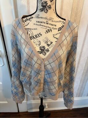 torrid Argyle V-Neck Cropped Button Cardigan